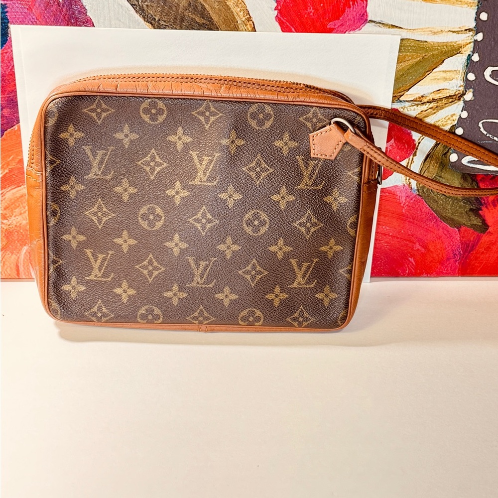 Louis Vuitton Monogram Men's Zip Document Case Clutch with Hand Strap - Picture 12 of 15